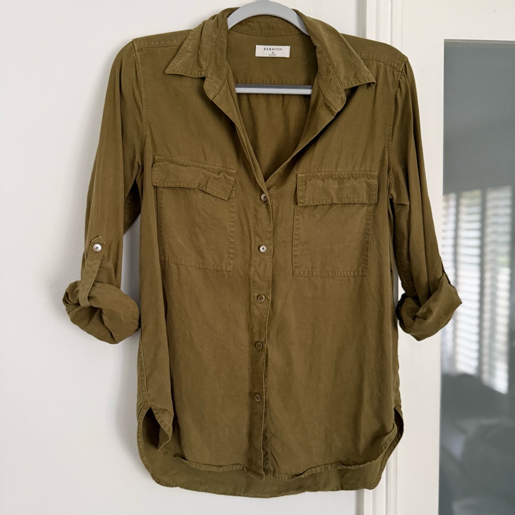 Babaton Olive Button-Up Shirt